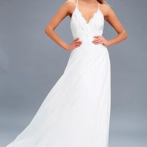 Lulus Madalyn White Lace Maxi dress